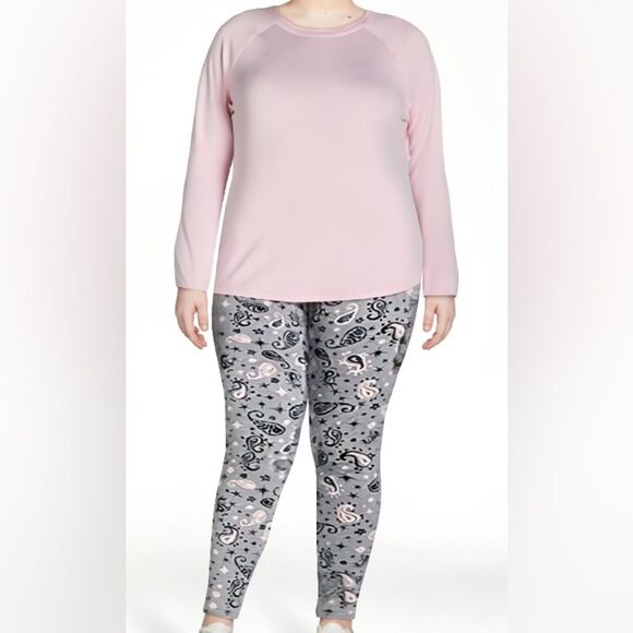 ClimateRight by Cuddl Duds Base Layer 2-piece Top & Legging pink paisley XXL PJ - Picture 1 of 5